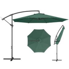 Image of Outsunny 3(m) Garden Banana Parasol Cantilever Umbrella w/ Base, Dark Green