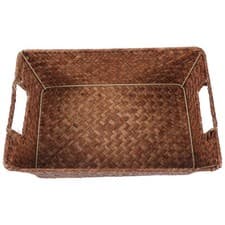 Image of Farmhouse Kitchen Storage Basket Woven Baskets for Organizing Seagrass