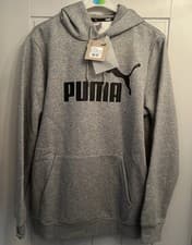 Image of PUMA ESS Big Logo Hoodie Men’s Small Medium Gray Heather – Brand New with Tags
