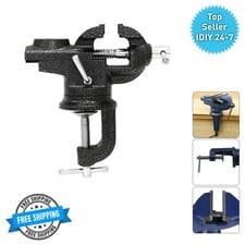 Image of Rolson 60mm MINI SWIVEL BENCH CLAMP Small Table Top Vice Rotating Base Flat Jaw
