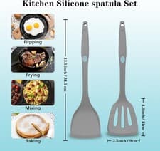 Image of Silicone Spatula Set, 34.5 cm Long, Heat Resistant to 315°C, Grey, 2-Piece