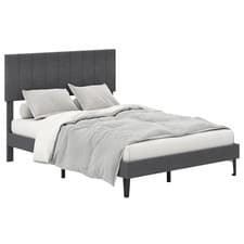 Image of COSTWAY Double Size Linen Fabric Bed Frame Upholstered Platform Bed-Grey