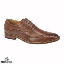 Image of Goor M9556B Mens Mid Brown Quality Leather 5 Eye Wing Capped Oxford Brogue Shoes