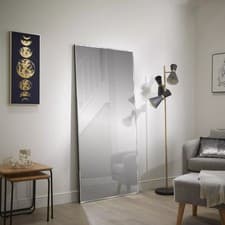 Image of Leaner Mirror Simplistic Rectangle Bevelled Edge Black Outline H170cmxL80cmxW3cm