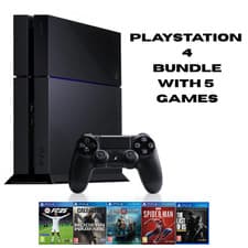 Image of Playstation 4 Sony Gaming Console With 1 Remote Cables and 5 Games Refurbished