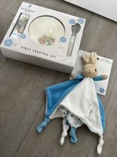 Image of BNWT Peter Rabbit Baby Comfort Blanket Toy First Feeding Set Gift Birth Easter