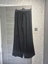 Image of River Island Black Linen Wide Leg Trousers New size 8