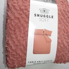 Image of Snuggle Soft Cable Knit Fleece Bedding Set Duvet cover & pillowcase Pink  Double