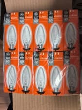 Image of 10 X GE 60 Watt BC Bayonet Cap B22 Clear Candle Bulbs Dimmable