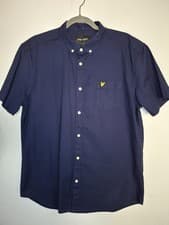 Image of Lyle & Scott Navy Short Sleeve Oxford Shirt size large new no tags sku210
