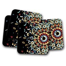 Image of 4 Set - Moroccan Mosaic Pattern Coaster - Colourful Morocco Mum Dad Gift #15353