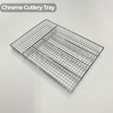 Image of Large Wire Chrome Cutlery Tray Utensil Holder Drawer Organizer Kitchen Storage