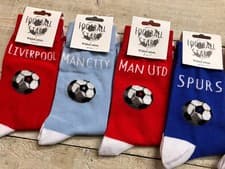 Image of SIZE UK 2-7 - FOOTBALL LUCKY SOCKS - ANY TEAM - FAVOURITE TEAM - FOOTBALL MAD