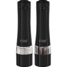 Image of Russell Hobbs Electric Salt and Pepper Mills Black Stainless Steel Ceramic Set