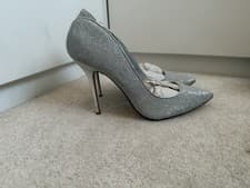Image of Dune Silver Glitter High Heel Shoes Size 6/39 Brand New