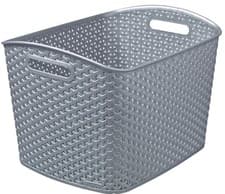 Image of Curver My Style Rattan Storage Basket Handle Plastic XL 235072 Grey 28L