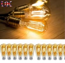 Image of 12PCS ST64 LED Filament Light Bulbs Dimmable Amber Glass E27 Edison Screw 40W UK
