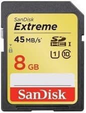 Image of SanDisk Extreme 8 GB 45 MB/s Class 10 SDHC Flash Memory Card (SDSDRX3-8192-A21)