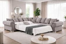 Image of New Verona Scatter Back Sale Price L Shape Large Corner Sofa Bed Kensington Grey