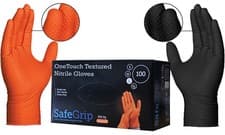 Image of 1000 Orange Black Diamond Nitrile Disposable Gloves Strong Heavy Duty Mechanic
