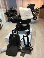 Image of Bugaboo Fox 2 Black with Fresh White hood - REFURBISHED