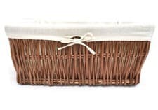 Image of Wider Large Big Deep Lined Kitchen Wicker Storage Basket Xmas Hamper Basket