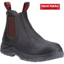 Image of Hard Yakka Gusset Safety Boots Steel Toe Eco-Friendly Leather Work Brown UK 6-13