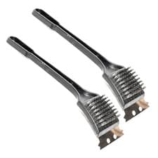 Image of 2XBarbecue BBQ Cleaning Brush Heavy Duty Steel Scraper Bras Bristles Grill Brush