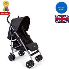 Image of Push Me Quatro Black Stroller - Stylish Foldable Design with Rain Cover Included