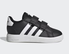 Image of Adidas Grand Court Black White Infant Trainers - Size 3UK New