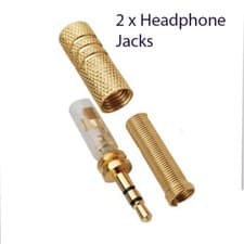 Image of 2x Gold 3.5mm 3 Pole Stereo Male headphone Earphone Metal Audio Jack Plug