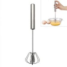 Image of Metal Hand Press Egg Whisk Beater 30 cm Press & Push Easy to Mix Anything