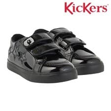 Image of Kickers Girls Infants Tovni Star Black Patent Leather School Shoes 1-16646