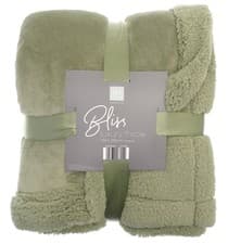 Image of Flannel Sherpa Throw Sofa Bed Fluffy Luxury Soft Large Bliss Blanket Green New