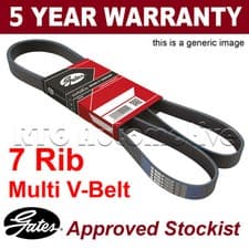 Image of Gates Alternator Fan Drive V Belt For Dacia Nissan Renault Ribbed 7PK1600