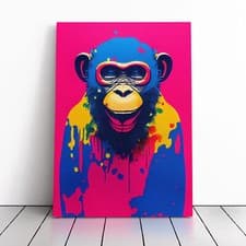 Image of Paint Drip Monkey No.1 Canvas Print Framed Wall Art Large Picture Ready to Hang