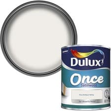 Image of Dulux Once Satinwood Paint For Wood And Metal - Pure Brilliant White 750 Ml