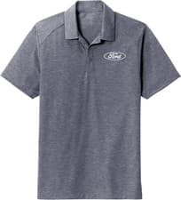 Image of White Ford Oval Crest Chest Print Tri Blend Wicking Polo Shirt