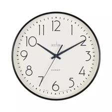 Image of Acctim Earl Quartz Non-Ticking Silent Sweep Wall Clock 250mm Diameter Black -...