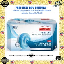 Image of Unibond Aero 360° Pack of 4x 450G Tablets Moisture Absorber-Neutral Refills UK
