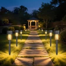 Image of Garden lights, solar light Waterproof, 12 Pack Stainless Steel LED Solar Stake