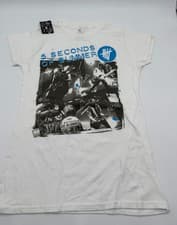 Image of Official 5 Seconds of Summer Live Collage Ladies White T Shirt 5SOS Fitted Tee M