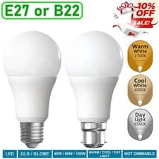 Image of LED GLS LIGHT BULBS 40w 60w 100w WARM/COOL WHITE BC/B22 ES/E27 Bayonet Daylight