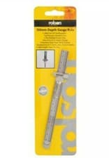 Image of Rolson 150mm Stainless Steel Depth Gauge Rule With Pocket Clip Builders 32nds
