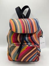 Image of Paul Smith SWIRL multi stripe Leather BACKPACK rucksack bag