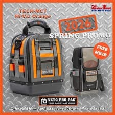Image of Veto Pro Pac Tech MCT Hi-Viz Orange Compact Tool Bag Backpack With Free MB2B Bag