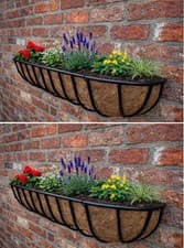 Image of Wall Mounted Troughs Garden Baskets Metal Planters Box 91cm Country Forged 2Pcs