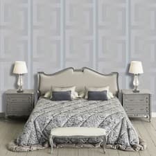 Image of Versace Wallpaper Medusa Head Greek Key Vinyl Damask Plates Paste Wall Textured