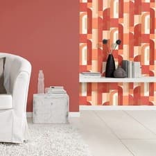 Image of Orange Geometric Wallpaper Rasch Modern Abstract Paste The Wall Non-Woven