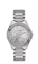 Image of Guess Ladies Frontier Silver Tone & Crystal Bracelet Womens Watch W1156L1